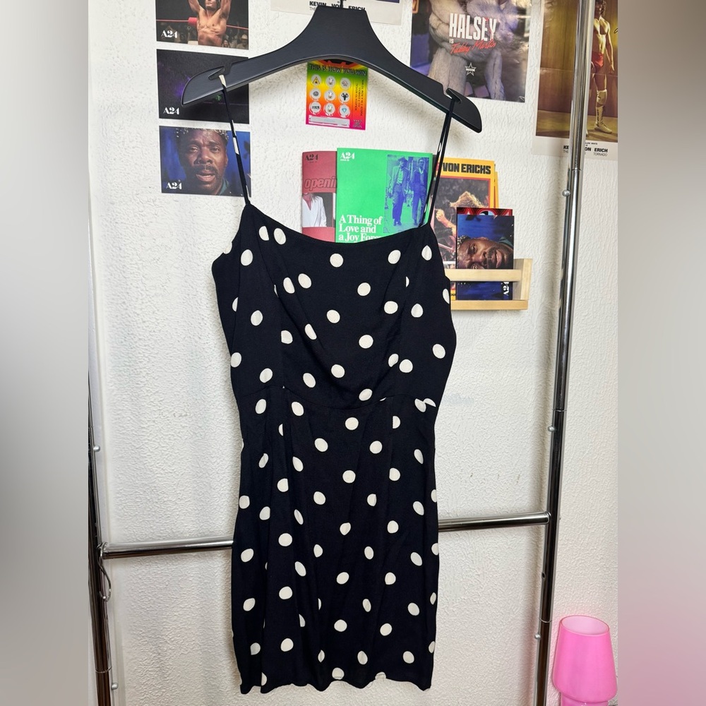 Reformation Black Polka Dot Mini Dress